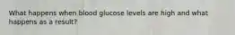 What happens when blood glucose levels are high and what happens as a result?