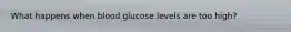 What happens when blood glucose levels are too high?