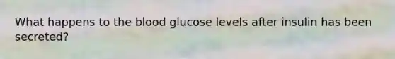 What happens to the blood glucose levels after insulin has been secreted?