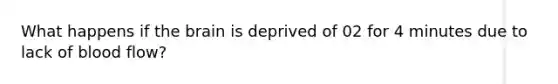 What happens if the brain is deprived of 02 for 4 minutes due to lack of blood flow?