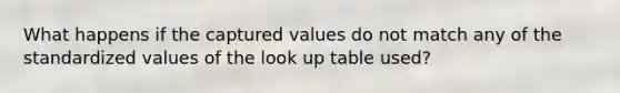 What happens if the captured values do not match any of the standardized values of the look up table used?