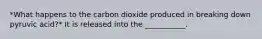 *What happens to the carbon dioxide produced in breaking down pyruvic acid?* It is released into the ___________.