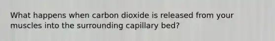 What happens when carbon dioxide is released from your muscles into the surrounding capillary bed?