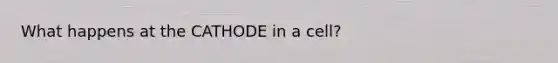 What happens at the CATHODE in a cell?