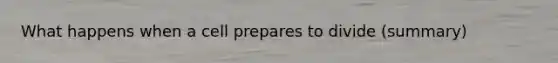 What happens when a cell prepares to divide (summary)