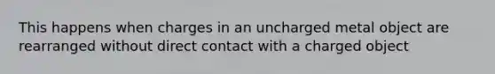 This happens when charges in an uncharged metal object are rearranged without direct contact with a charged object