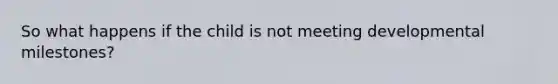 So what happens if the child is not meeting developmental milestones?