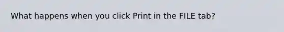 What happens when you click Print in the FILE tab?