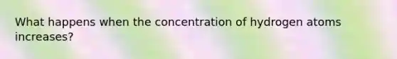 What happens when the concentration of hydrogen atoms increases?