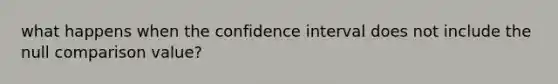 what happens when the confidence interval does not include the null comparison value?