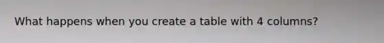 What happens when you create a table with 4 columns?