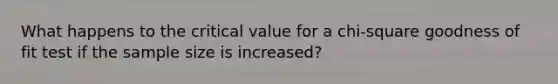 What happens to the critical value for a chi-square goodness of fit test if the sample size is increased?