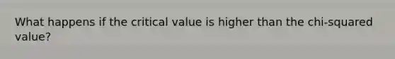 What happens if the critical value is higher than the chi-squared value?