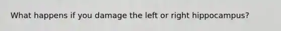 What happens if you damage the left or right hippocampus?