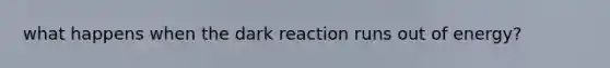 what happens when the dark reaction runs out of energy?