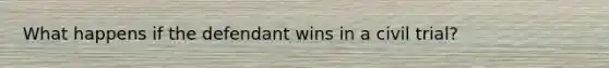 What happens if the defendant wins in a civil trial?
