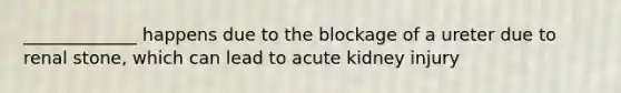 _____________ happens due to the blockage of a ureter due to renal stone, which can lead to acute kidney injury