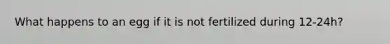 What happens to an egg if it is not fertilized during 12-24h?