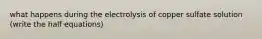 what happens during the electrolysis of copper sulfate solution (write the half equations)