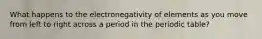 What happens to the electronegativity of elements as you move from left to right across a period in the periodic table?