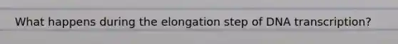 What happens during the elongation step of DNA transcription?