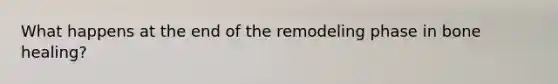 What happens at the end of the remodeling phase in bone healing?