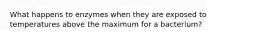 What happens to enzymes when they are exposed to temperatures above the maximum for a bacterium?