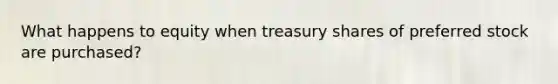 What happens to equity when treasury shares of preferred stock are purchased?