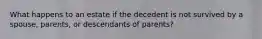 What happens to an estate if the decedent is not survived by a spouse, parents, or descendants of parents?