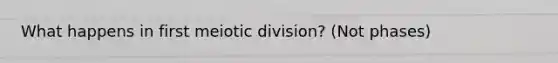 What happens in first meiotic division? (Not phases)