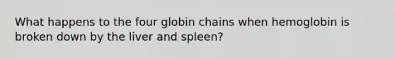 What happens to the four globin chains when hemoglobin is broken down by the liver and spleen?