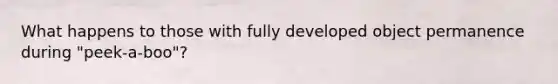 What happens to those with fully developed object permanence during "peek-a-boo"?