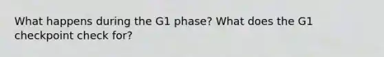 What happens during the G1 phase? What does the G1 checkpoint check for?