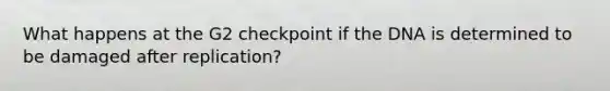 What happens at the G2 checkpoint if the DNA is determined to be damaged after replication?