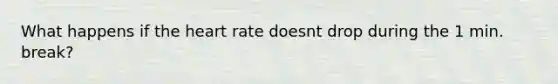 What happens if the heart rate doesnt drop during the 1 min. break?