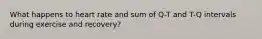 What happens to heart rate and sum of Q-T and T-Q intervals during exercise and recovery?
