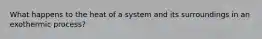 What happens to the heat of a system and its surroundings in an exothermic process?