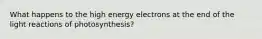 What happens to the high energy electrons at the end of the light reactions of photosynthesis?