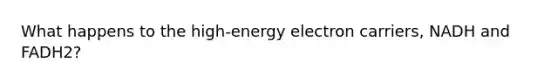 What happens to the high-energy electron carriers, NADH and FADH2?