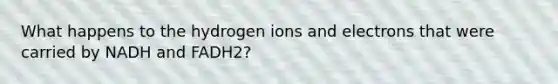 What happens to the hydrogen ions and electrons that were carried by NADH and FADH2?