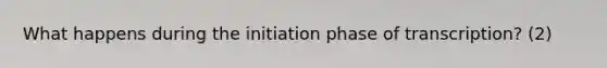 What happens during the initiation phase of transcription? (2)