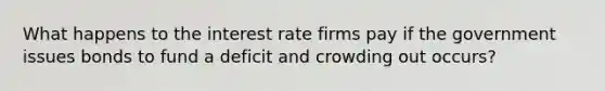 What happens to the interest rate firms pay if the government issues bonds to fund a deficit and crowding out occurs?