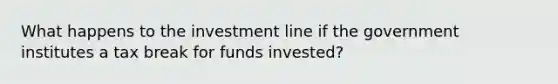 What happens to the investment line if the government institutes a tax break for funds invested?