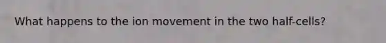 What happens to the ion movement in the two half-cells?