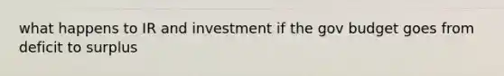 what happens to IR and investment if the gov budget goes from deficit to surplus