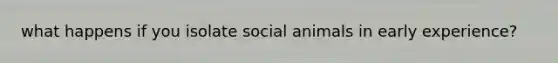 what happens if you isolate social animals in early experience?