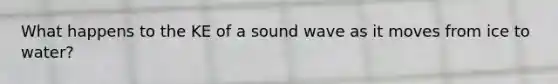 What happens to the KE of a sound wave as it moves from ice to water?