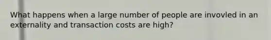 What happens when a large number of people are invovled in an externality and transaction costs are high?