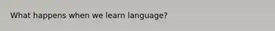 What happens when we learn language?