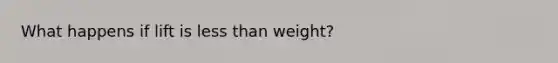 What happens if lift is less than weight?